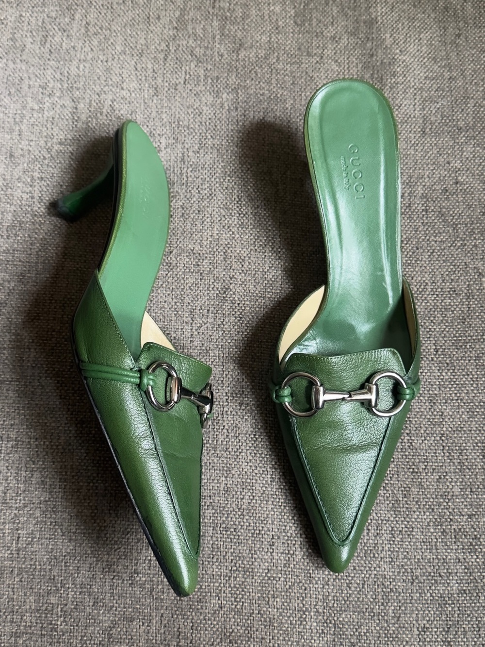 Gucci x Tom Ford green horsebit mules